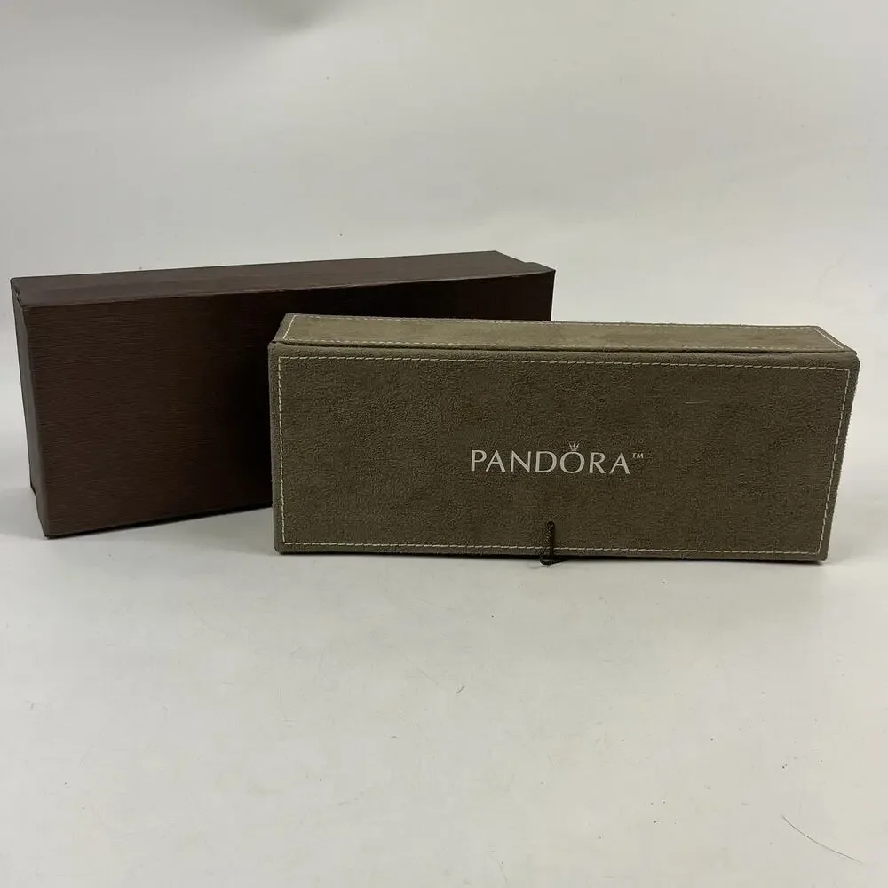 Pandora Jewelry Box Charm Case Suede Organizer Brown Multi Tray Inserts Set